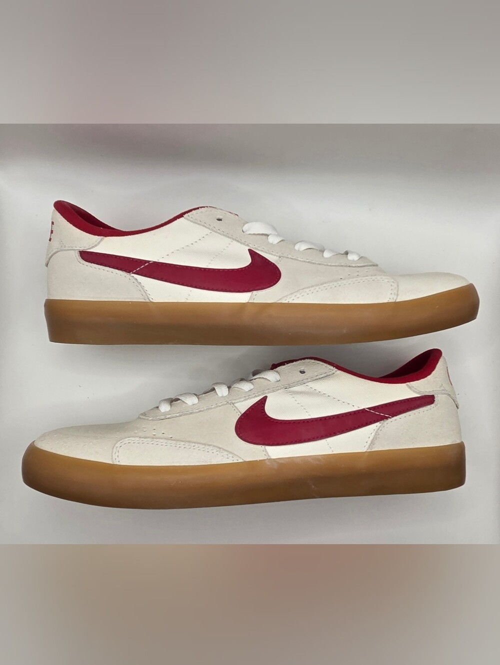 Nike SB Heritage Vulc Mens Sneakers in Cream with Red Swoosh